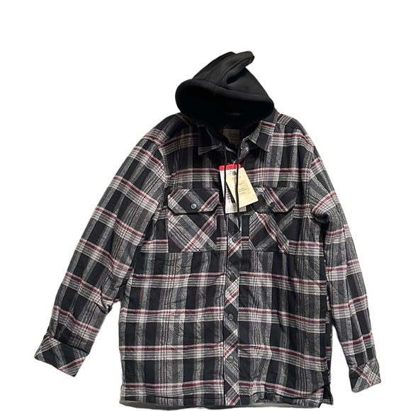 Boston Traders  - Quilted Lining Flannel Hoodie Shirt Jacket - Picture 2 of 5